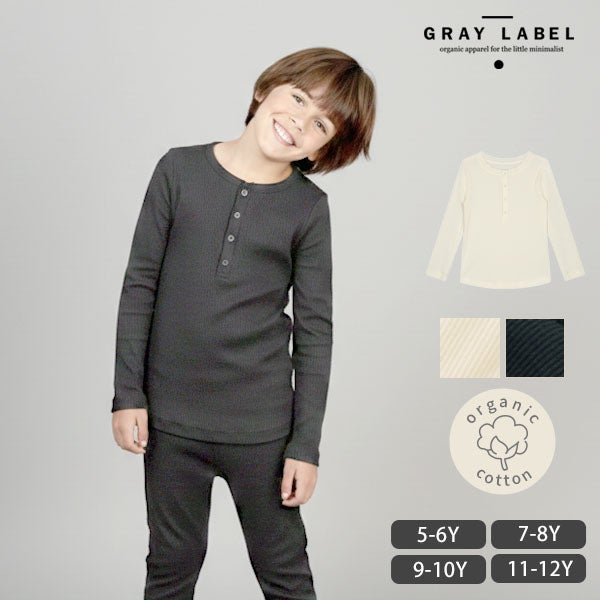 オーガニックコットン キッズヘンリーネックシャツ(長袖)
