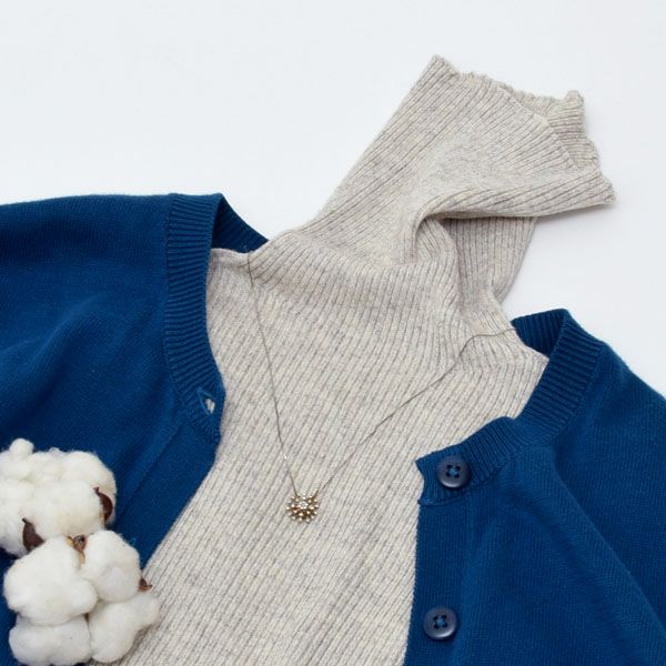 オーガニックコットン&ヤク リブタートルニット