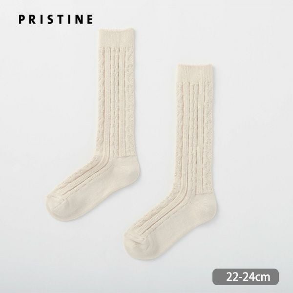 オーガニックコットン ケーブルソックス ナチュラル 22-24