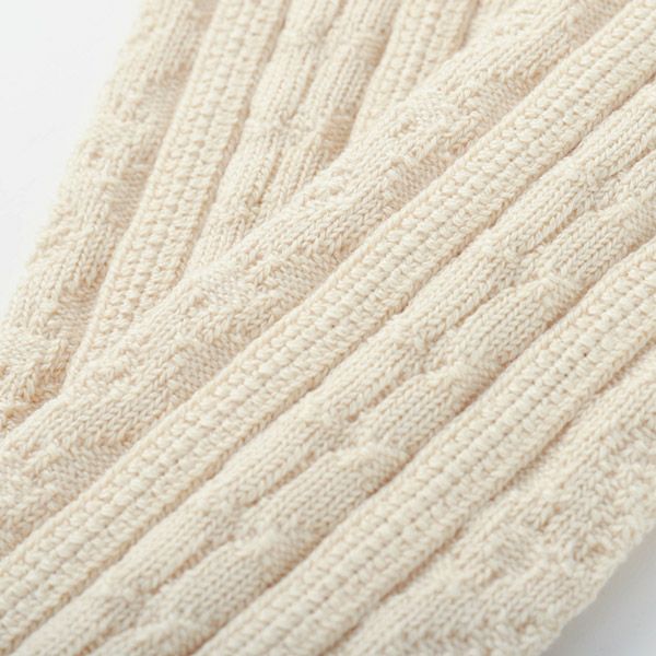 オーガニックコットン ケーブルソックス ナチュラル 22-24
