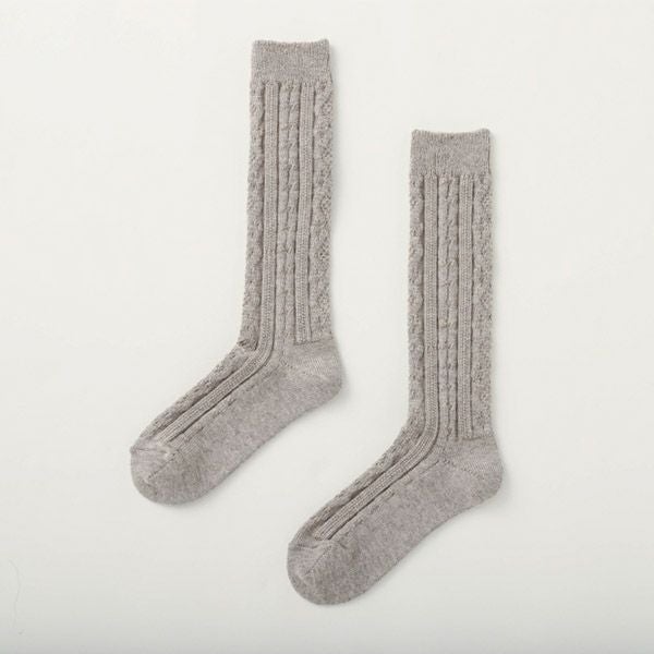 オーガニックコットン&ヤク ケーブルソックス グレー 22-24