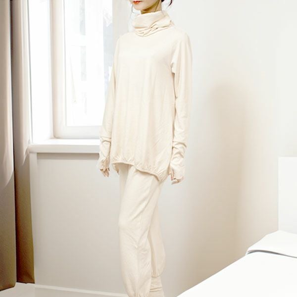 オーガニックコットン タートルウォーマーパジャマ ナチュラル M