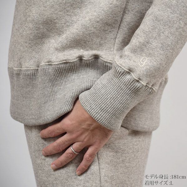 オーガニックコットン&ヤク裏毛メンズスウェットプルオーバー(長袖)