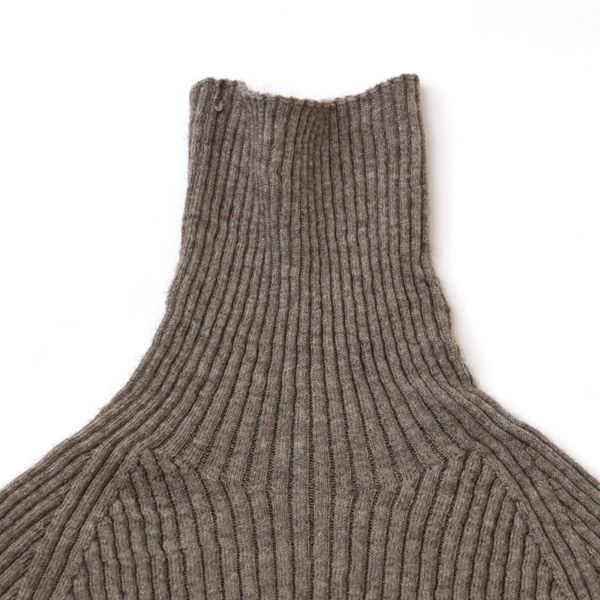 オーガニックコットン&ヤク リブタートル グレー M