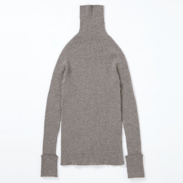 オーガニックコットン&ヤク リブタートル グレー M