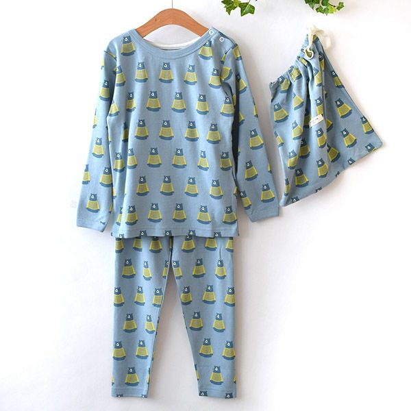 オーガニックコットン キッズ巾着つきパジャマ（長袖）Bear