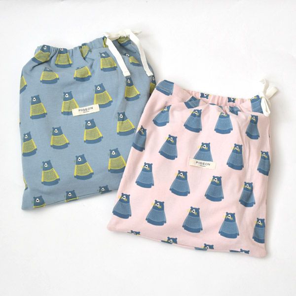 オーガニックコットン キッズ巾着つきパジャマ（長袖）Bear