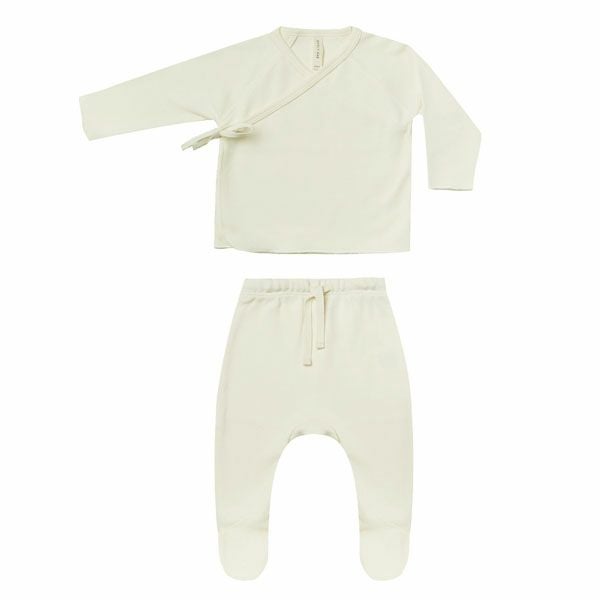 オーガニックコットン ベビー長袖あわせトップス＆足つきパンツ
