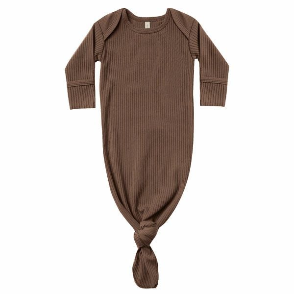 オーガニックコットン ベビーリブ結びガウン(長袖)