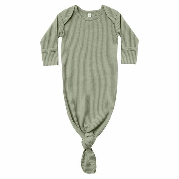 オーガニックコットン ベビーリブ結びガウン(長袖)