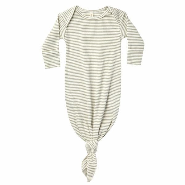 オーガニックコットン ベビーリブ結びガウン(長袖)