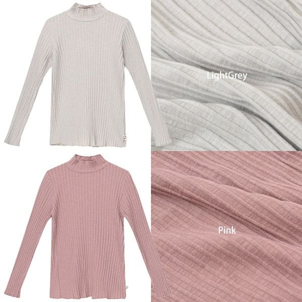 オーガニックコットン キッズ モックネックリブTシャツ(長袖)