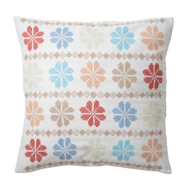 オーガニックコットン ツイル手刺繍クッションカバー