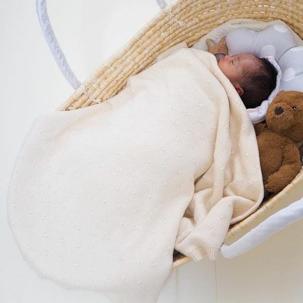 オーガニックコットン タック柄編みニットブランケット