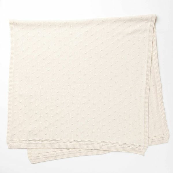 オーガニックコットン タック柄編みニットブランケット