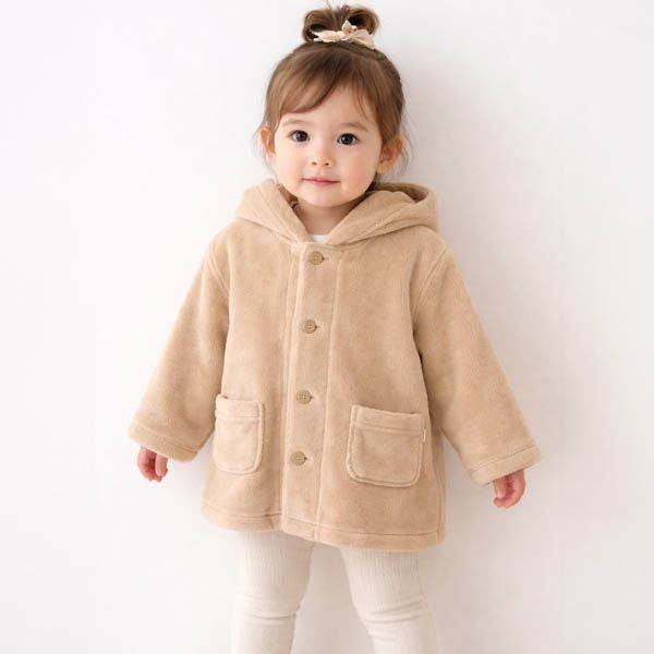 オーガニックコットン ベビーフード付きファーコート