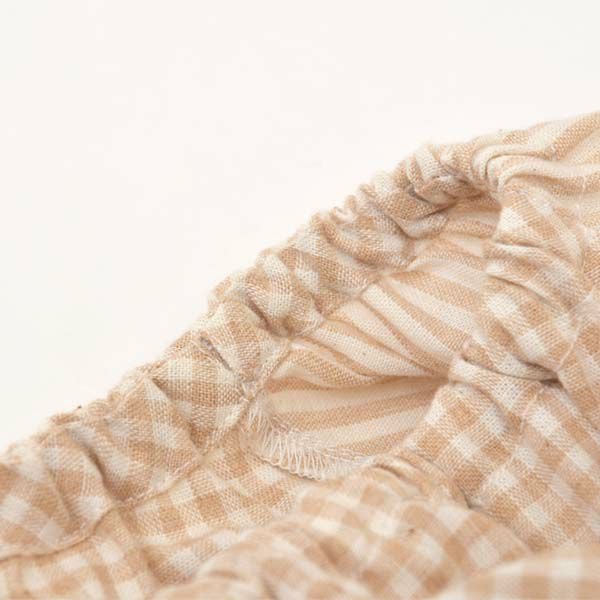 オーガニックコットン キッズ長袖スモック ブラウン×ナチュラル