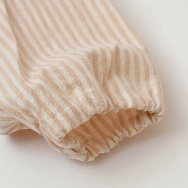 オーガニックコットン キッズ長袖スモック ブラウン×ナチュラル