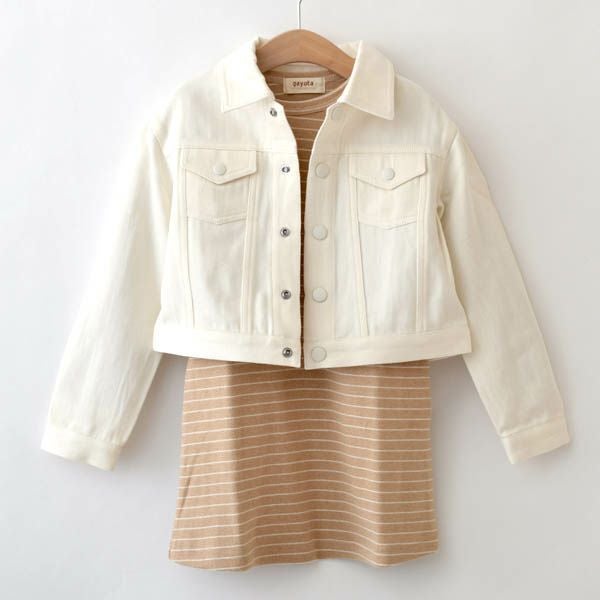 オーガニックコットン キッズ長袖ワンピース