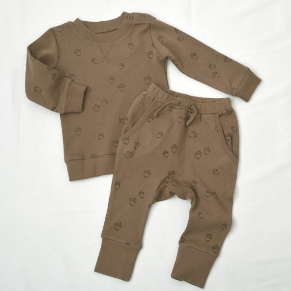 オーガニックコットン ベビースウェットシャツ＆ジョガーセットAcorn（長袖）