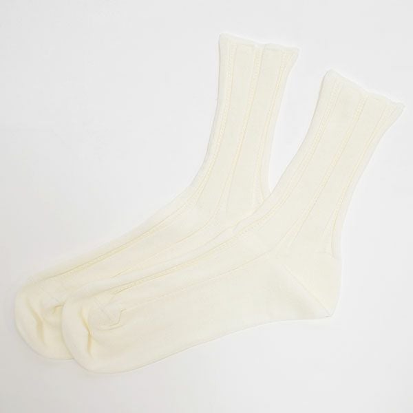 オーガニックコットン タックリブソックス ホワイト 22-24