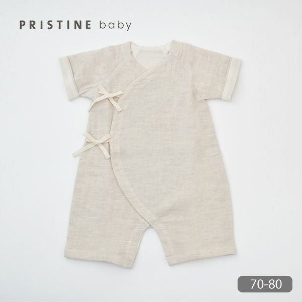 オーガニックコットン&リネン ベビーダブルガーゼコンビ肌着 グレー 70-80
