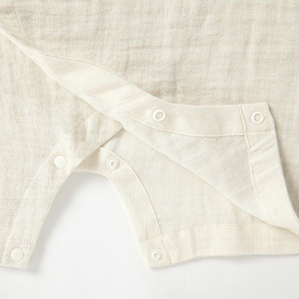 オーガニックコットン&リネン ベビーダブルガーゼコンビ肌着 グレー 70-80