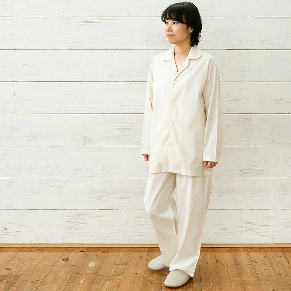 オーガニックコットン オープンカラーブラッシュドパジャマ