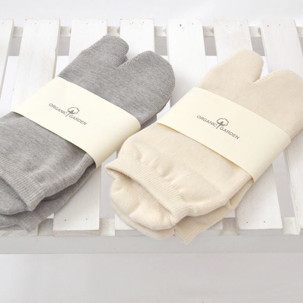 オーガニックコットン タビ型パイルアンクル丈ソックス