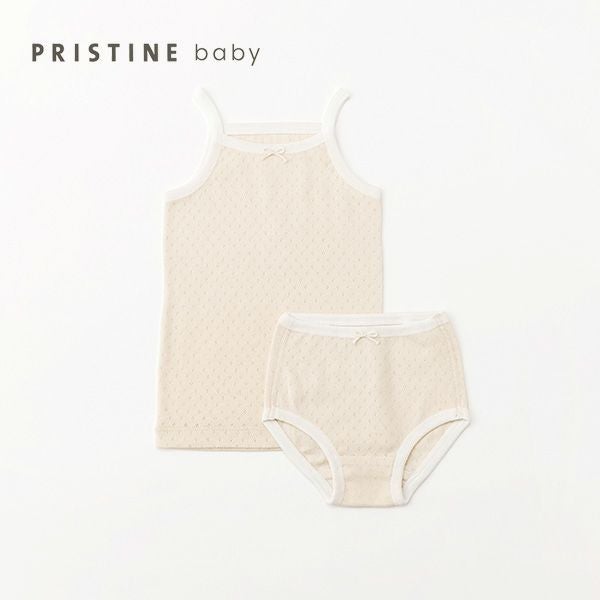 オーガニックコットン ベビー フラワーメッシュキャミ＆ショーツ