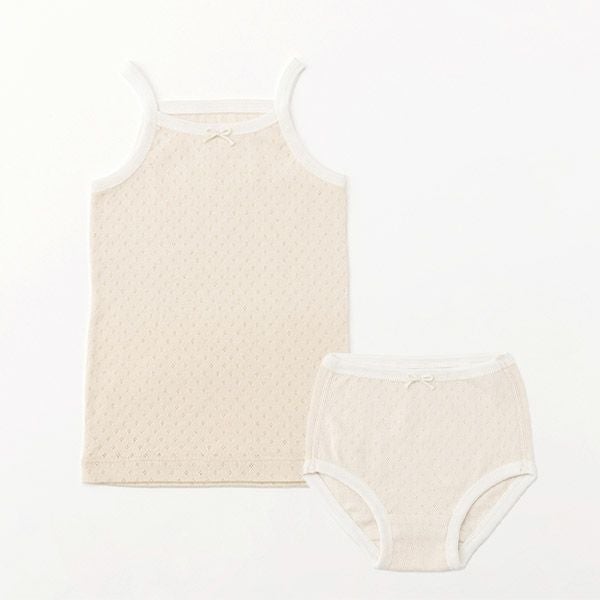 オーガニックコットン ベビー フラワーメッシュキャミ＆ショーツ