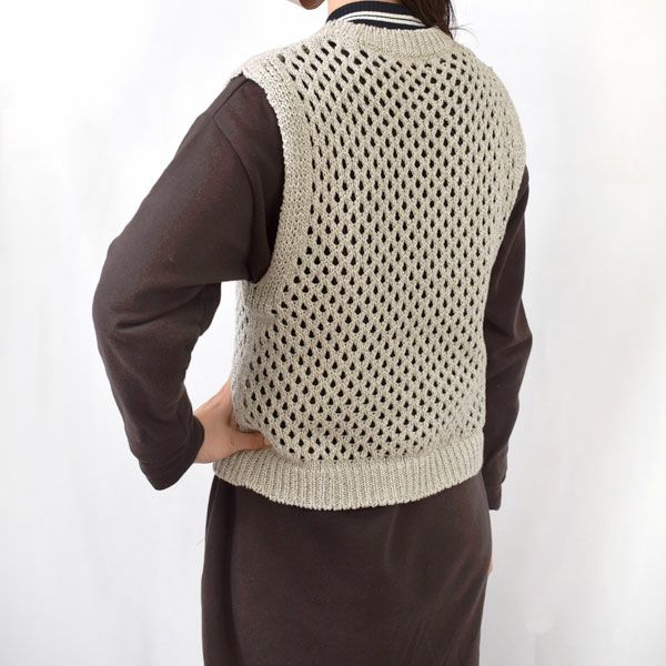 オーガニックコットン＆ヤクリネン メッシュ編みベスト