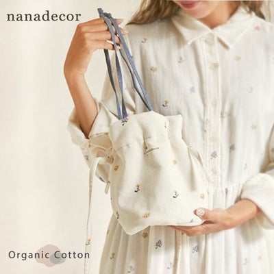 オーガニックコットン イングリッシュガーデン巾着バック