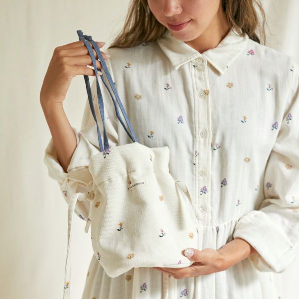 オーガニックコットン イングリッシュガーデン巾着バック