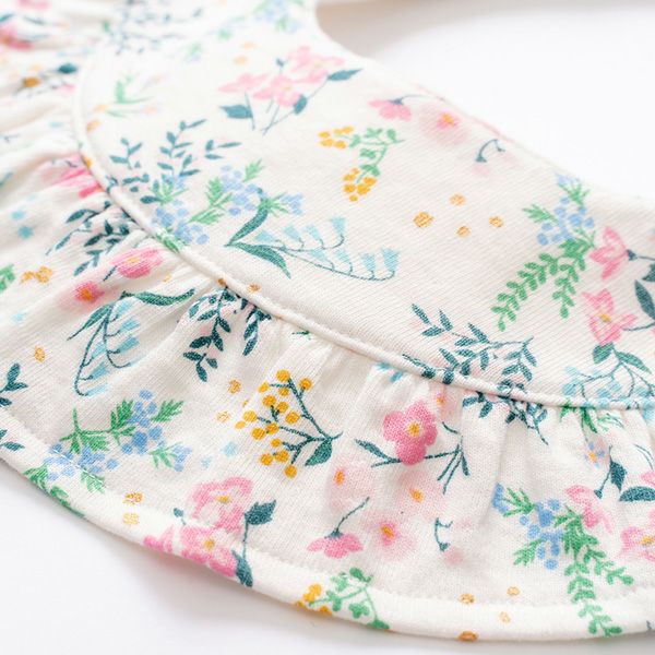 SALE／30%OFF】 オーガニックコットン ラウンドフリルスタイ 花咲く