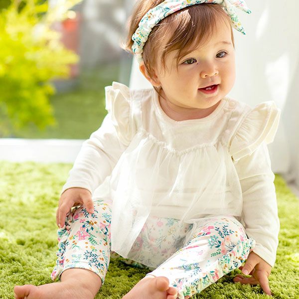 オーガニックコットン ベビーフリルパンツ（ロング） 花咲く音色