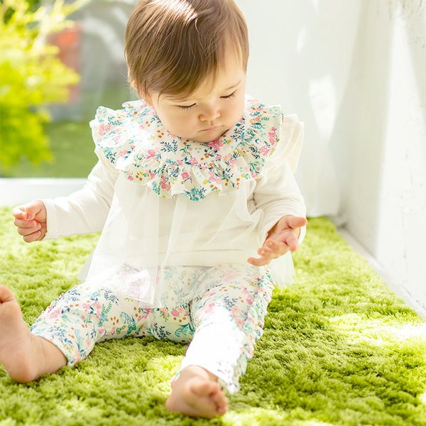 オーガニックコットン ベビーフリルパンツ（ロング） 花咲く音色
