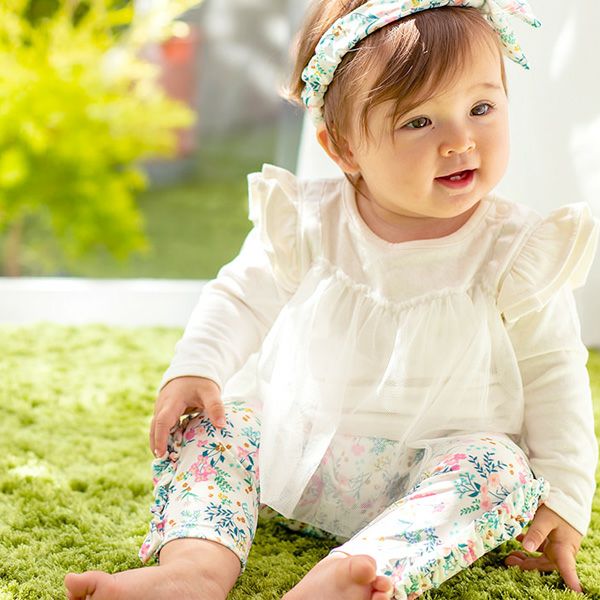 オーガニックコットン ベビー長袖フレアトップス