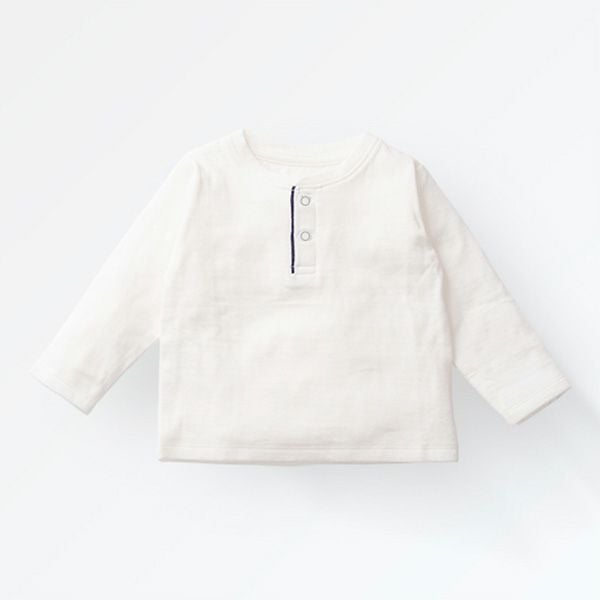 オーガニックコットン ベビー長袖ヘンリーネックトップス
