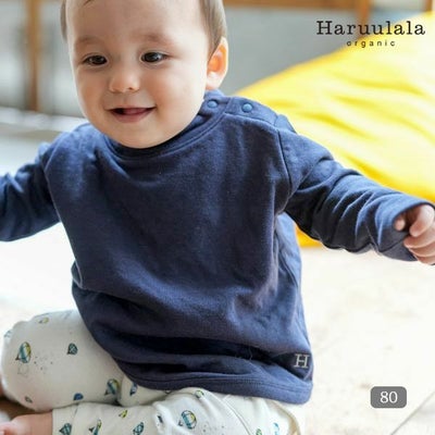 オーガニックコットン ベビー長袖ラウンドヘムトップス