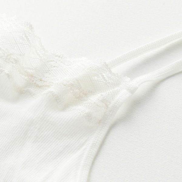 オーガニックコットン シルクレーステレコキャミソール ホワイト M