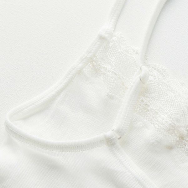 オーガニックコットン シルクレーステレコキャミソール ホワイト M