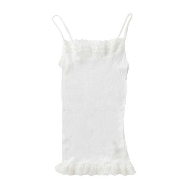 オーガニックコットン シルクレーステレコキャミソール ホワイト M