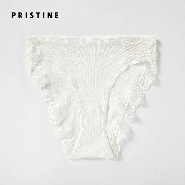 オーガニックコットン シルクレースショーツ ホワイト M