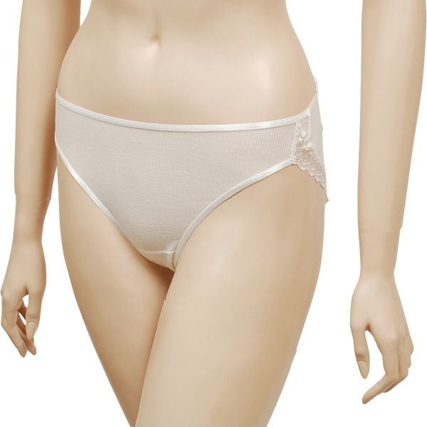 オーガニックコットン シルクレースショーツ ホワイト M