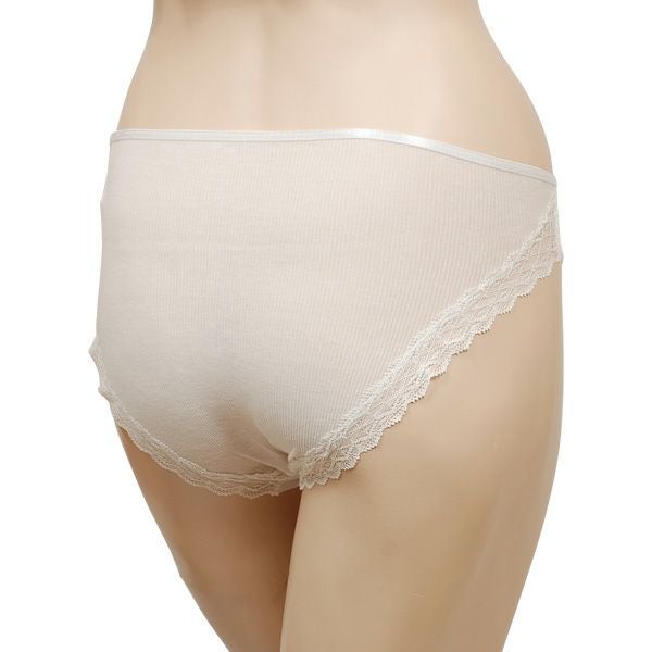 オーガニックコットン シルクレースショーツ ホワイト M