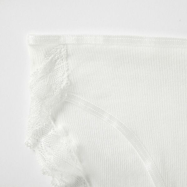 オーガニックコットン シルクレースショーツ ホワイト M