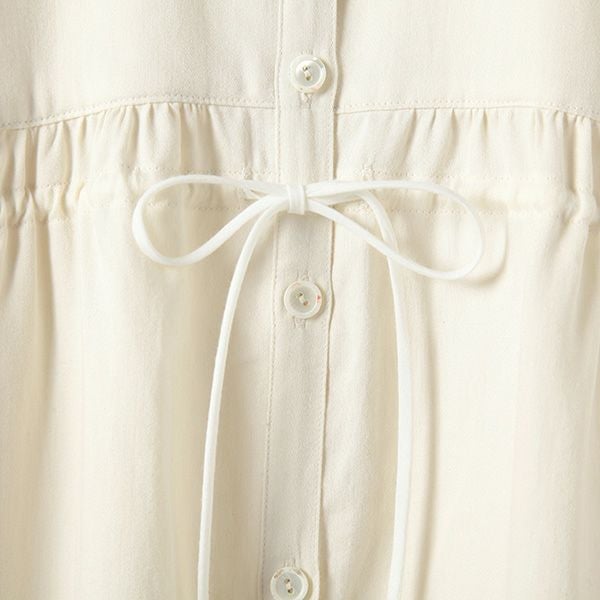 オーガニックコットン サテン前開きネグリジェ ナチュラル M