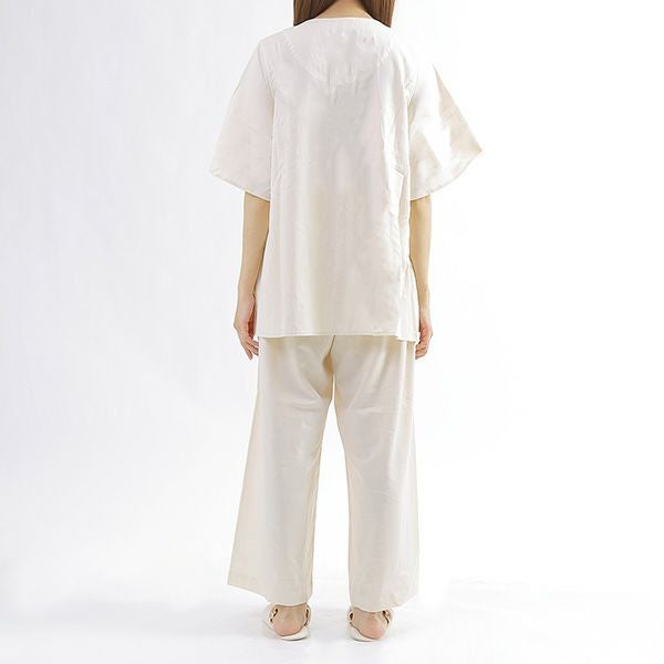 オーガニックコットン サテン前開きパジャマ ナチュラル M