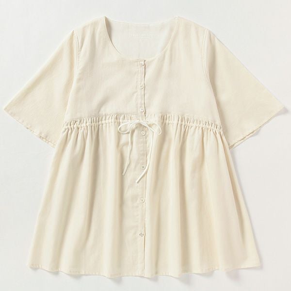 オーガニックコットン サテン前開きパジャマ ナチュラル M